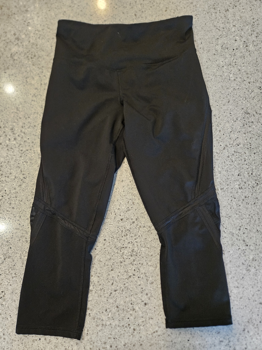 Champion Black Cropped Leggings | Mesh Panel Athletic Capris